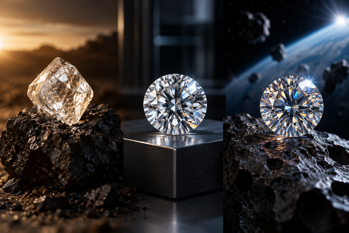 Space Diamond [Moissanite] vs Lab-Grown Diamond vs Natural Mined Diamond