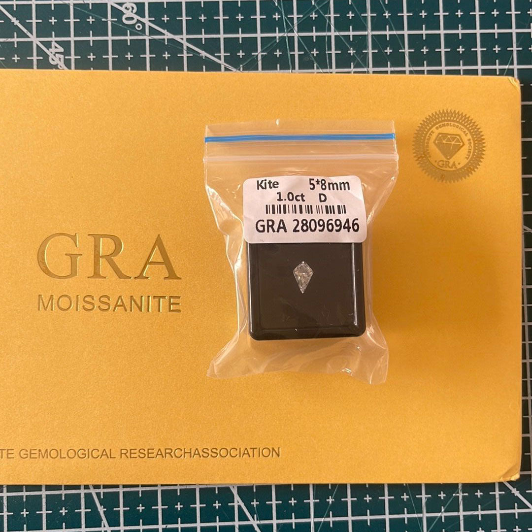 1 Carat Kite Cut VVS1 D Moissanite Space Diamond | 5 x 8 mm | + GRA Report & Warranty | GemDrop® Verified