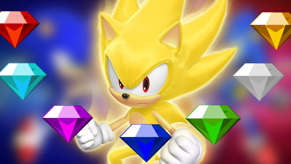 Sonic the Hedgehog Chaos Emerald Set | 7x ~2ct Round Cut 8 mm | Multicolour | Gemdrop® Verified