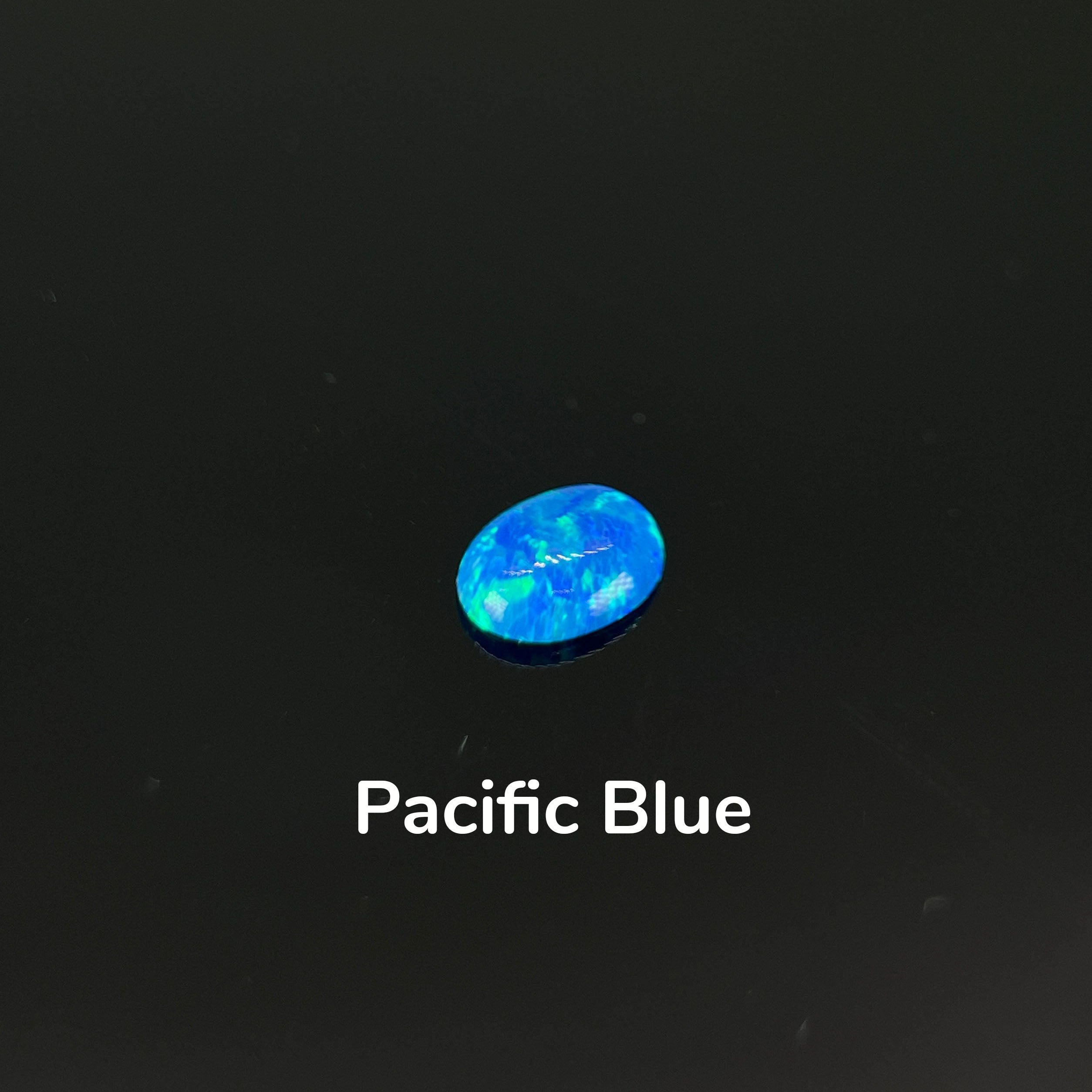 ~0.6ct Pacific Blue Opal | Oval Cabochon | 6 × 8 mm | Gemdrop® Verified