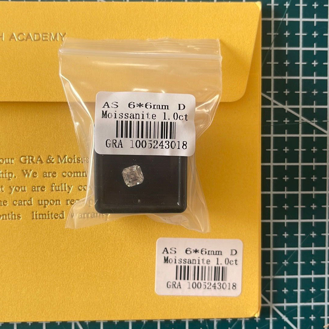 1 Carat Asscher Cut VVS1 D Moissanite Space Diamond | 6 x 6 mm | + GRA Report & Warranty | GemDrop® Verified