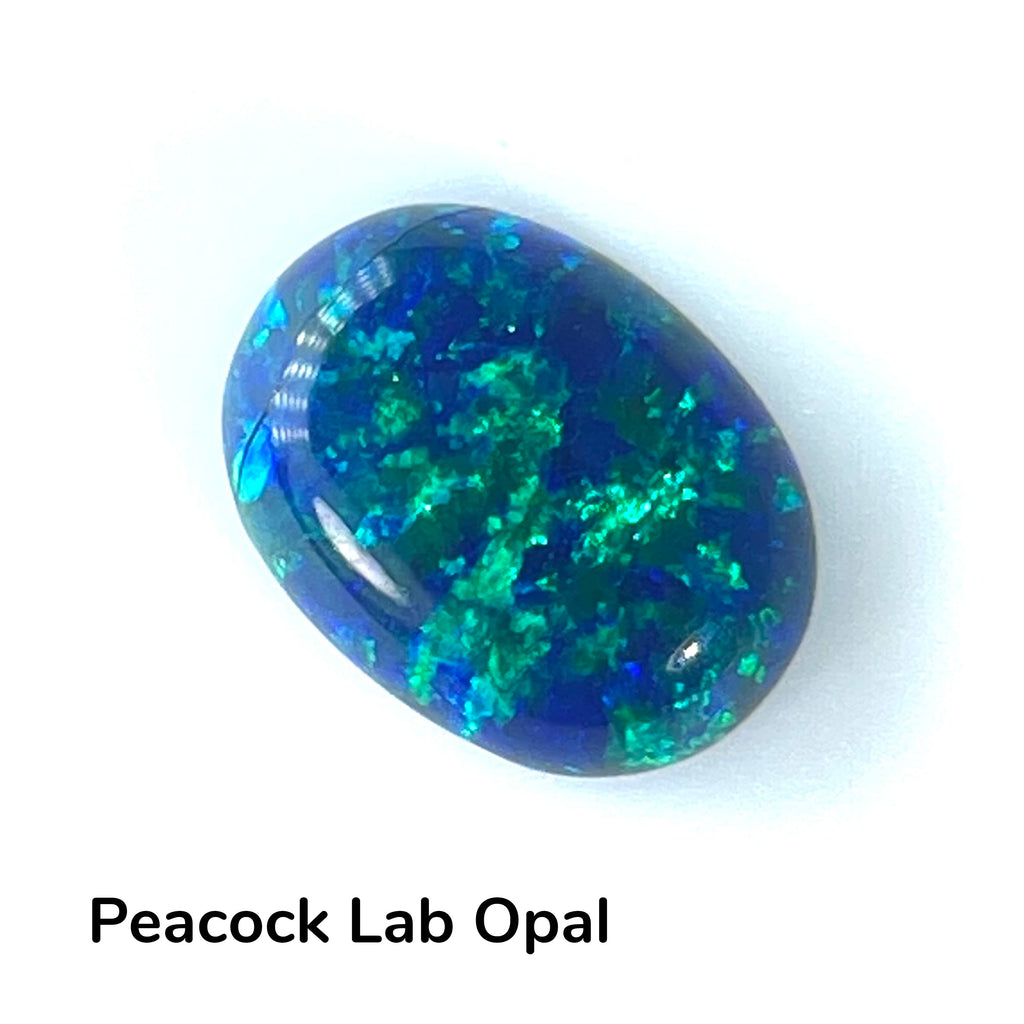 ~0.6ct Peacock Blue-Green Opal | Oval Cabochon | 6 × 8 mm | Gemdrop® Verified