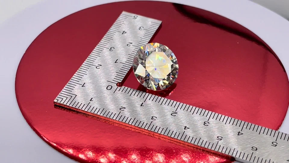 12 Carat Round Brilliant VVS1 D Moissanite Space Diamond | 15mm | + GRA Report & Warranty | GemDrop® Verified