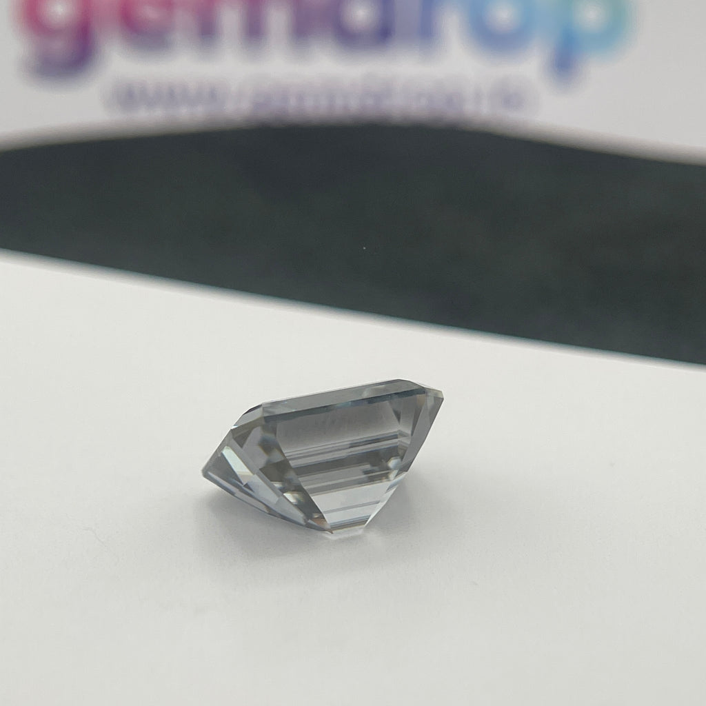 11 Carat Emerald Cut VVS1 Hebridean Grey Moissanite Space Diamond | 12 x 14 mm | Gemdrop® Verified
