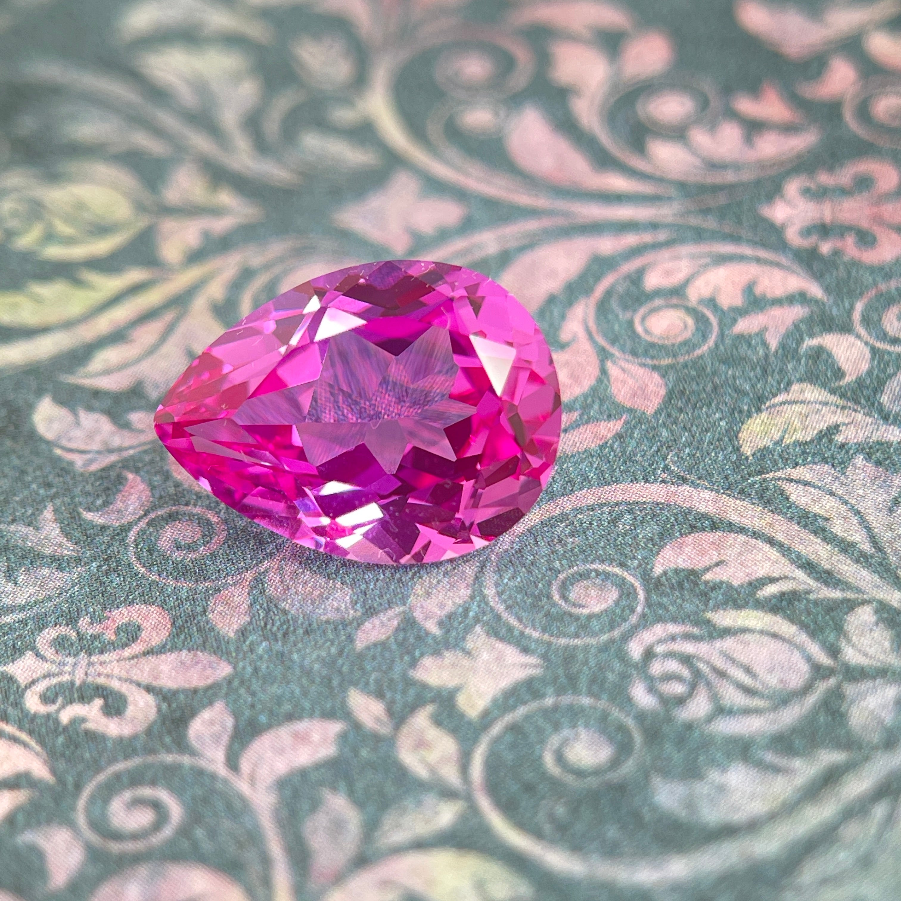 ~11ct Hot Pink Sapphire | Drop Pear Cut | 12 × 16 mm | Gemdrop® Verified
