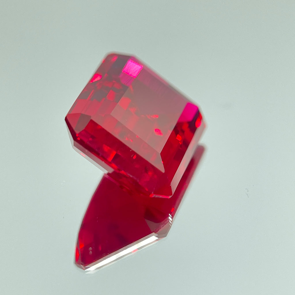 ~30ct Pigeon Blood Ruby | Emerald Cut | 1.5 × 2 cm | Gemdrop® Verified