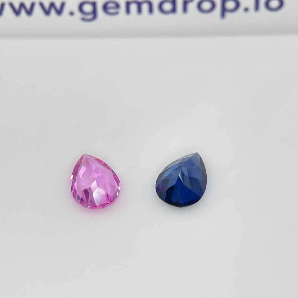 ~1.3 ct Blue & Pink Sapphire | Drop Cut | 6x8 mm | Gemdrop® Verified