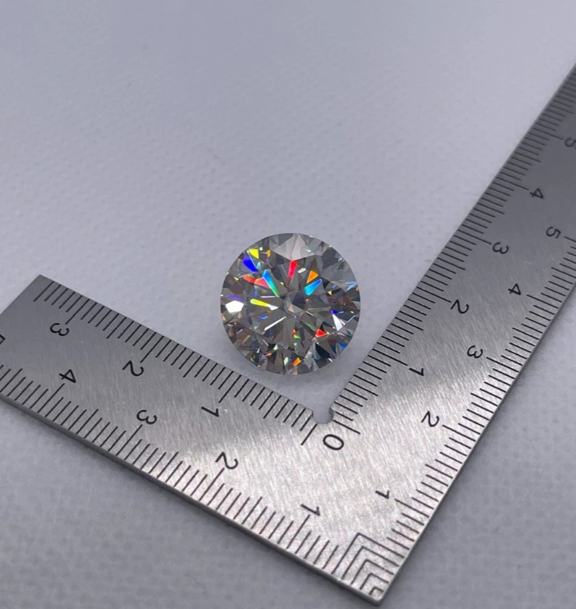 12 Carat Round Brilliant VVS1 D Moissanite Space Diamond | 15mm | + GRA Report & Warranty | GemDrop® Verified