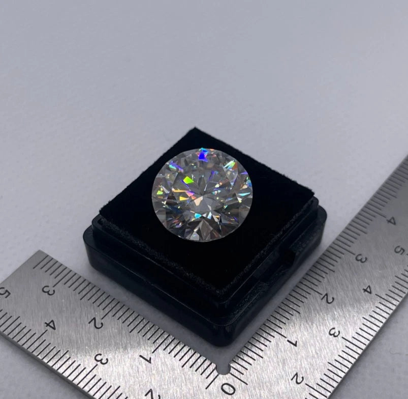 12 Carat Round Brilliant VVS1 D Moissanite Space Diamond | 15mm | + GRA Report & Warranty | GemDrop® Verified