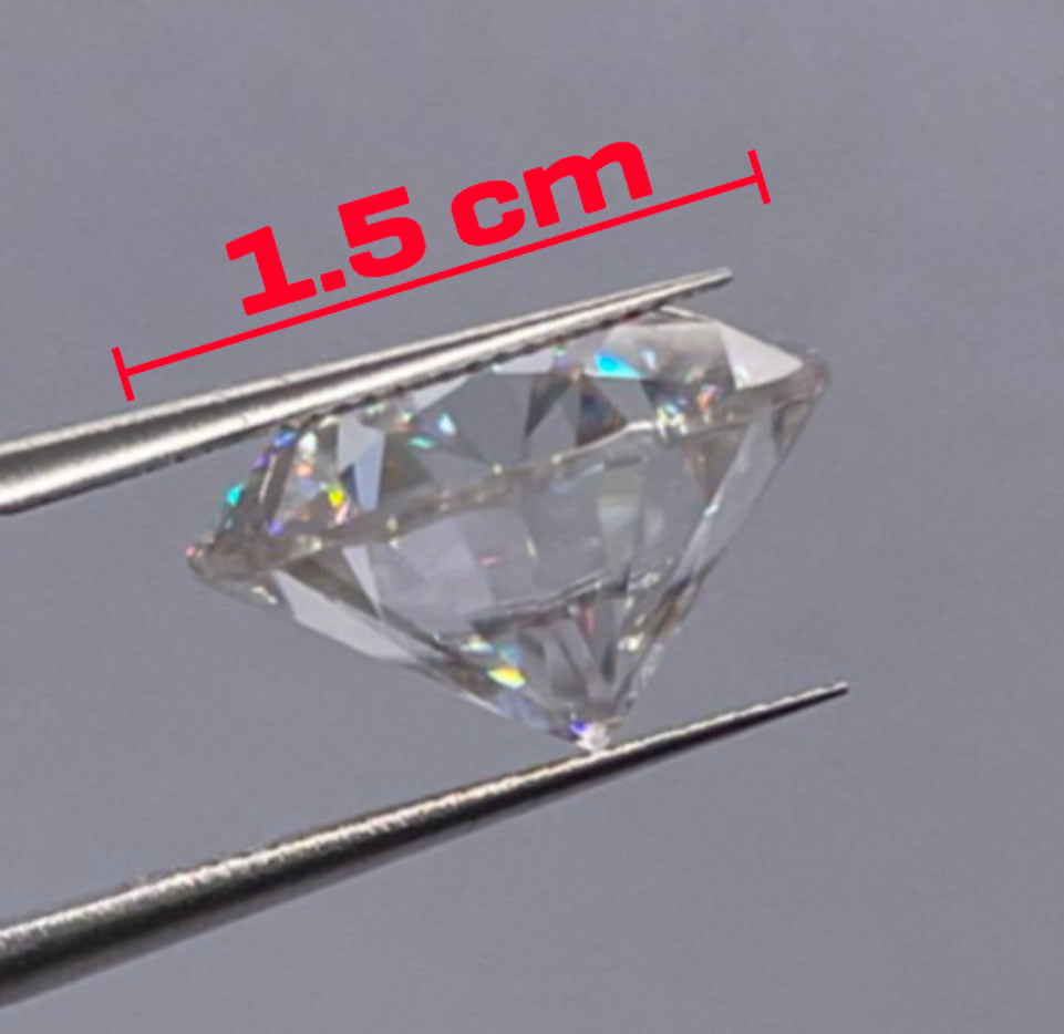 12 Carat Round Brilliant VVS1 D Moissanite Space Diamond | 15mm | + GRA Report & Warranty | GemDrop® Verified