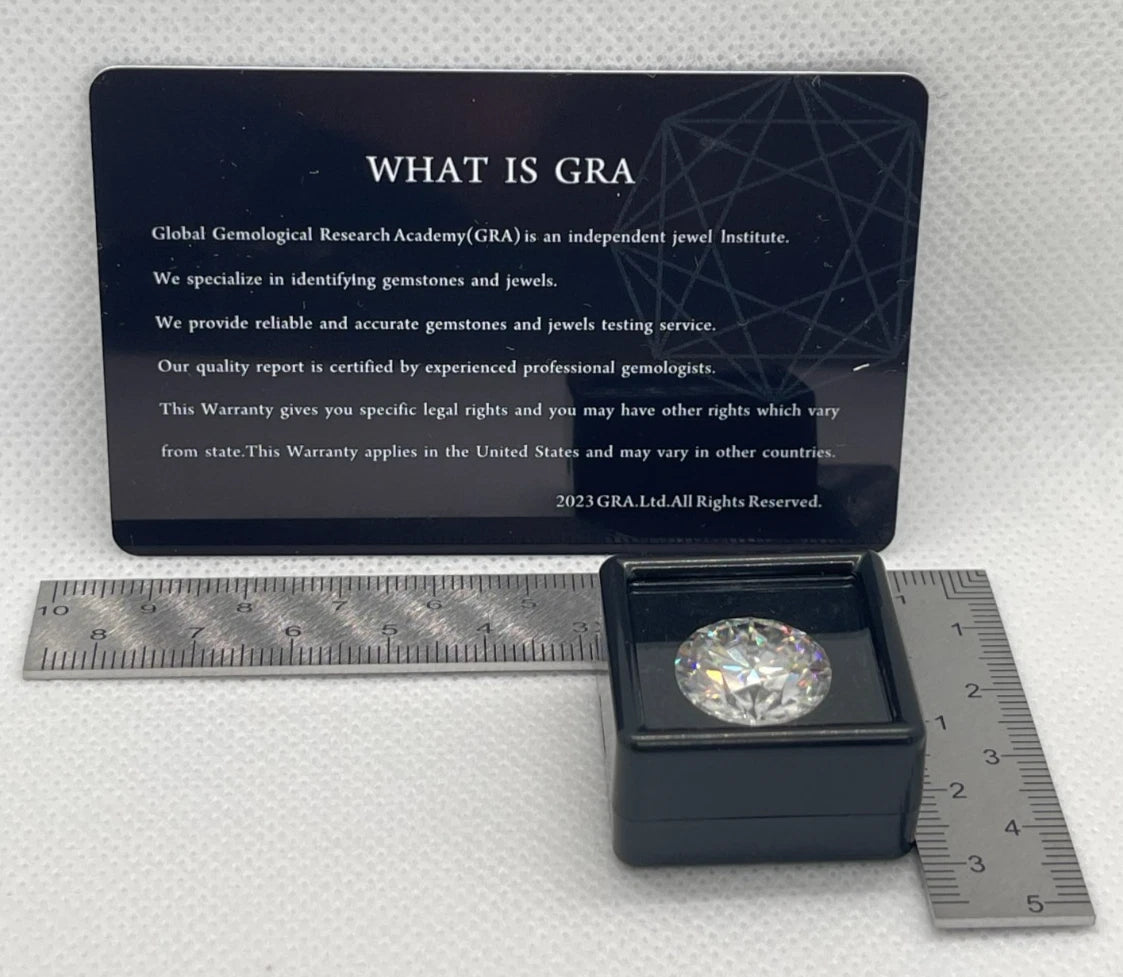 12 Carat Round Brilliant VVS1 D Moissanite Space Diamond | 15mm | + GRA Report & Warranty | GemDrop® Verified