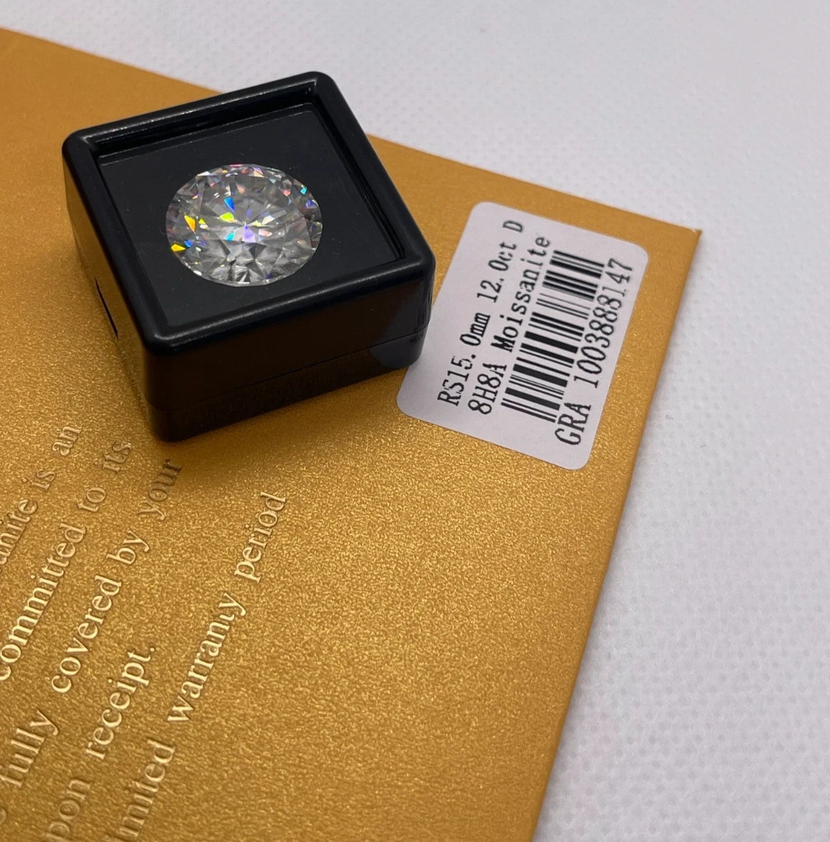 12 Carat Round Brilliant VVS1 D Moissanite Space Diamond | 15mm | + GRA Report & Warranty | GemDrop® Verified