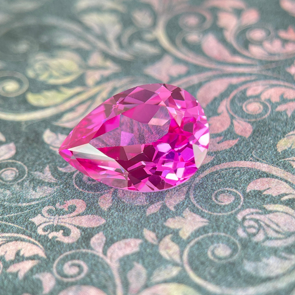 ~14ct Hot Pink Sapphire | Drop Pear Cut | 13 × 18 mm | Gemdrop® Verified