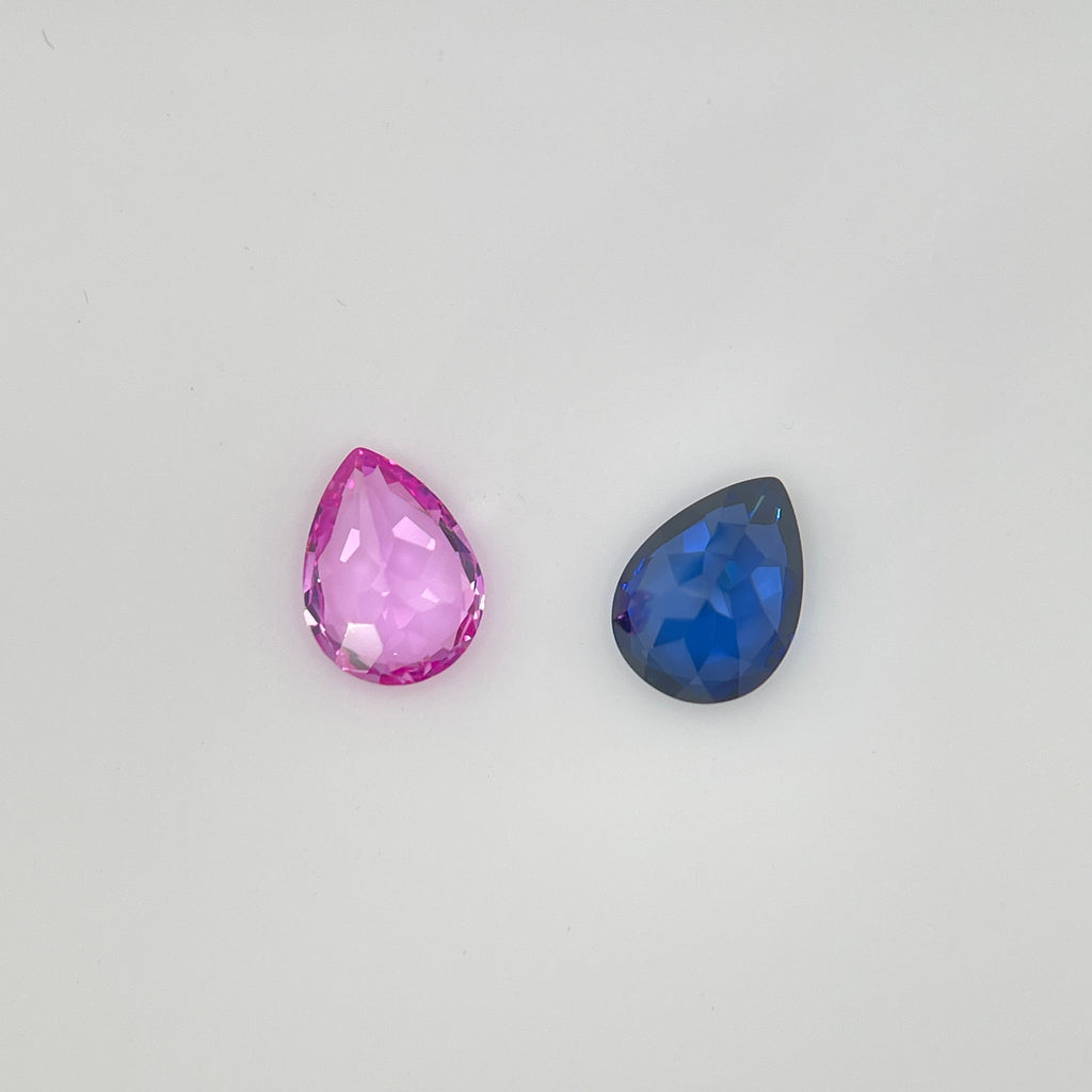 ~1.3 ct Blue & Pink Sapphire | Drop Cut | 6x8 mm | Gemdrop® Verified