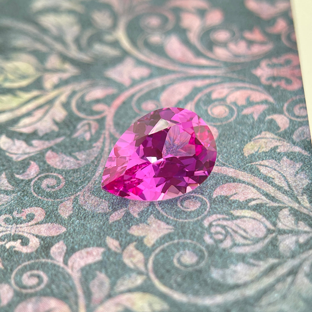 ~6ct Hot Pink Sapphire | Drop Pear Cut | 10 × 14 mm | Gemdrop® Verified