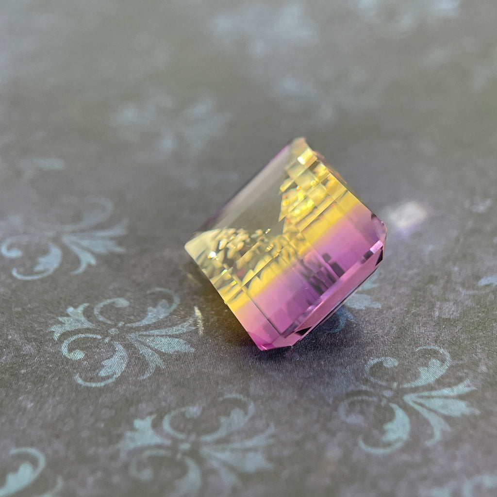 20.925ct Ametrine Purple (Amethyst) –Yellow (Citrine) | Pixel Cut | 15x20 mm | Gemdrop® Verified