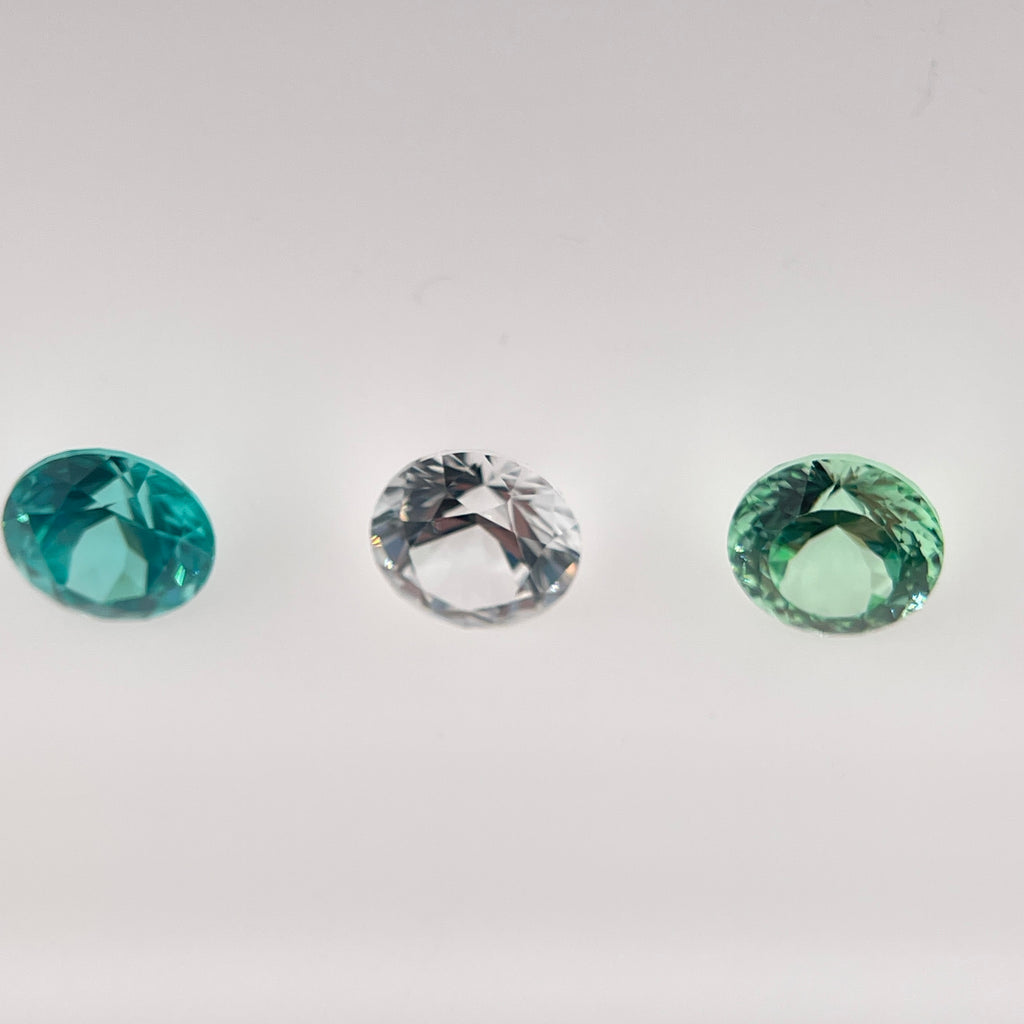 8 mm Sapphire & Yttrium Aluminium Garnet | Round Cut | ~2 ct | Ice, Mint & Paraiba | Gemdrop® Verified
