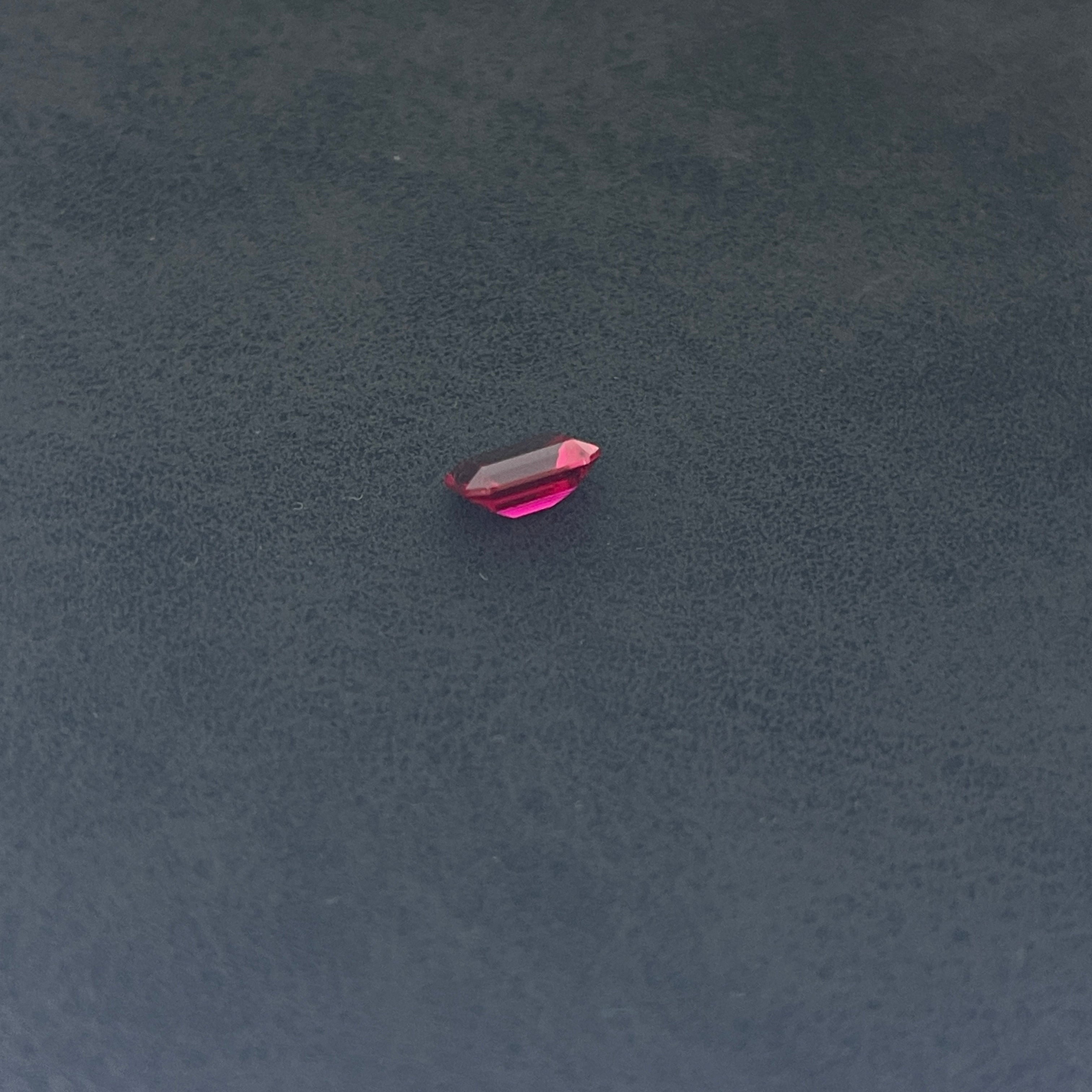 ~1.6ct Pigeon Blood Red Ruby | Emerald Cut | 6x8 mm | Gemdrop® Verified