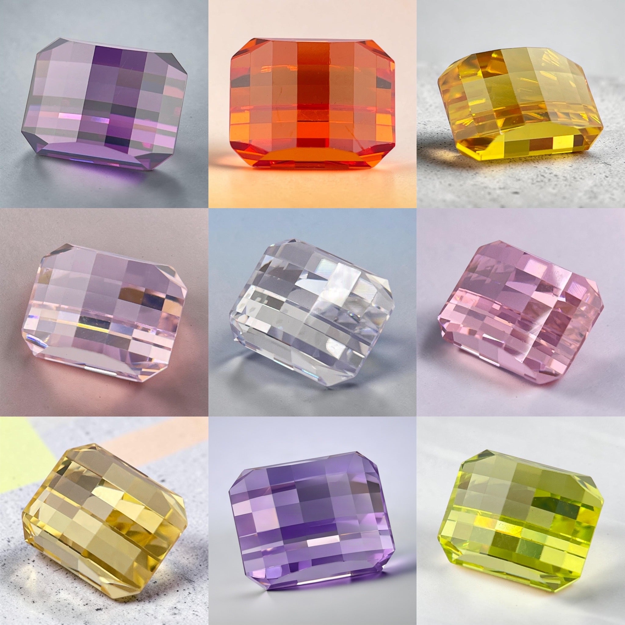 8 × 10 mm Pixel Cut Cubic Zirconia | Choice of Colours | Gemdrop® Verified