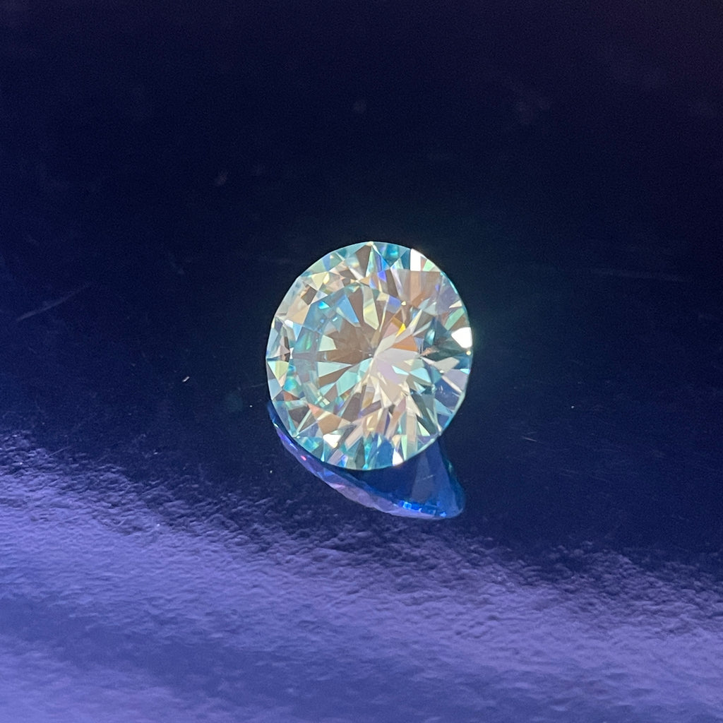 5 Carat Sea Blue Round Brilliant VVS1 Moissanite Space Diamond | 11 mm | + GRA Report & Warranty | Gemdrop® Verified