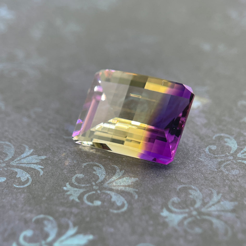 20.925ct Ametrine Purple (Amethyst) –Yellow (Citrine) | Pixel Cut | 15x20 mm | Gemdrop® Verified