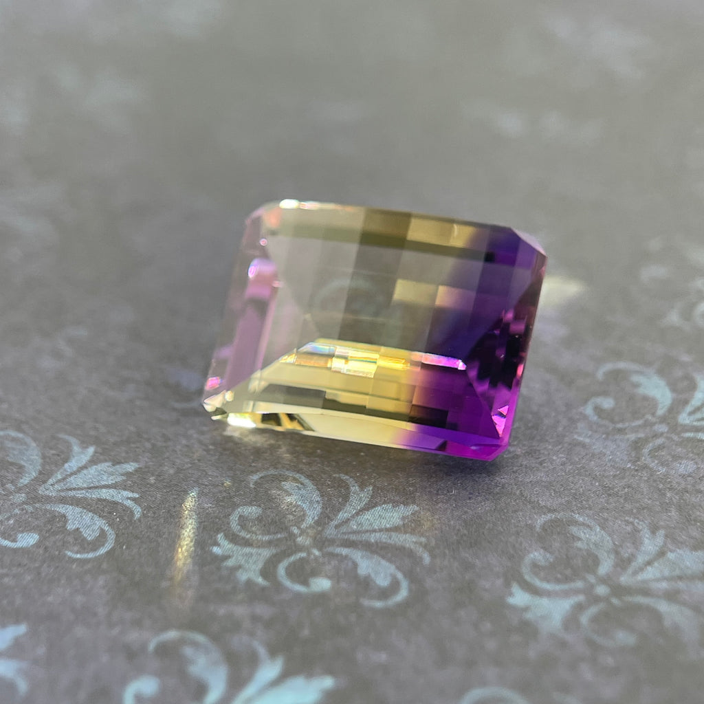 20.925ct Ametrine Purple (Amethyst) –Yellow (Citrine) | Pixel Cut | 15x20 mm | Gemdrop® Verified
