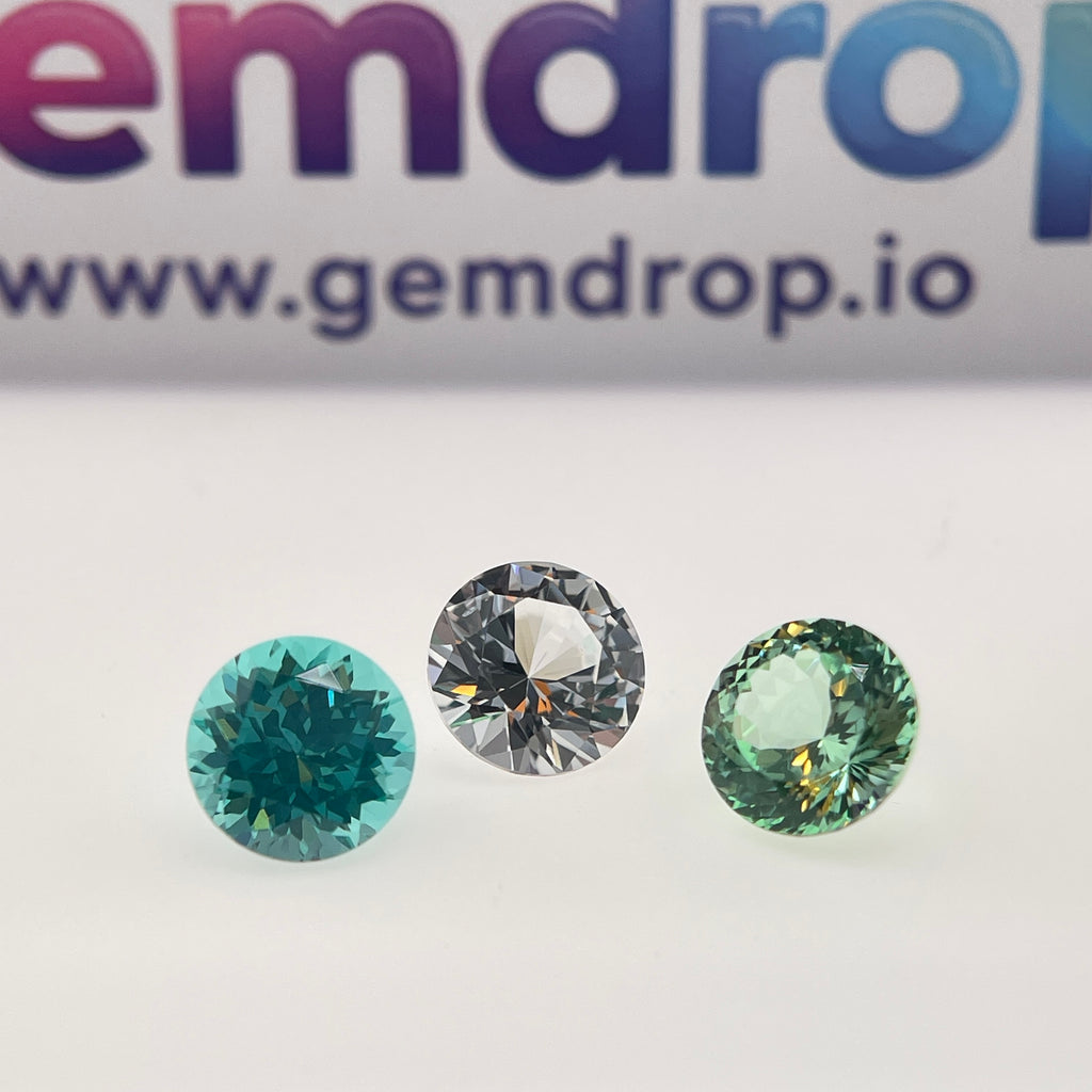 8 mm Sapphire & Yttrium Aluminium Garnet | Round Cut | ~2 ct | Ice, Mint & Paraiba | Gemdrop® Verified