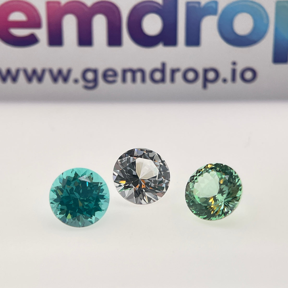 8 mm Sapphire & Yttrium Aluminium Garnet | Round Cut | ~2 ct | Ice, Mint & Paraiba | Gemdrop® Verified