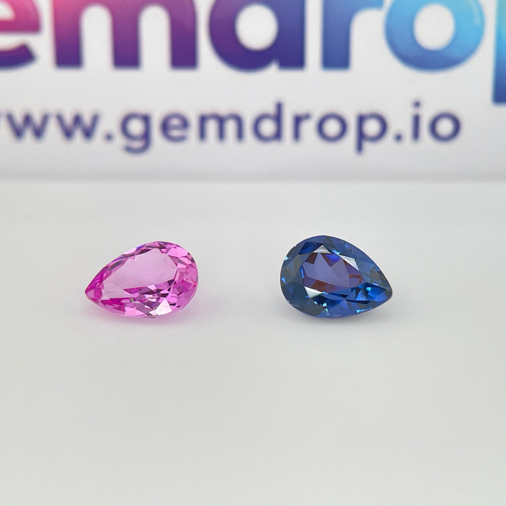 ~1.3 ct Blue & Pink Sapphire | Drop Cut | 6x8 mm | Gemdrop® Verified
