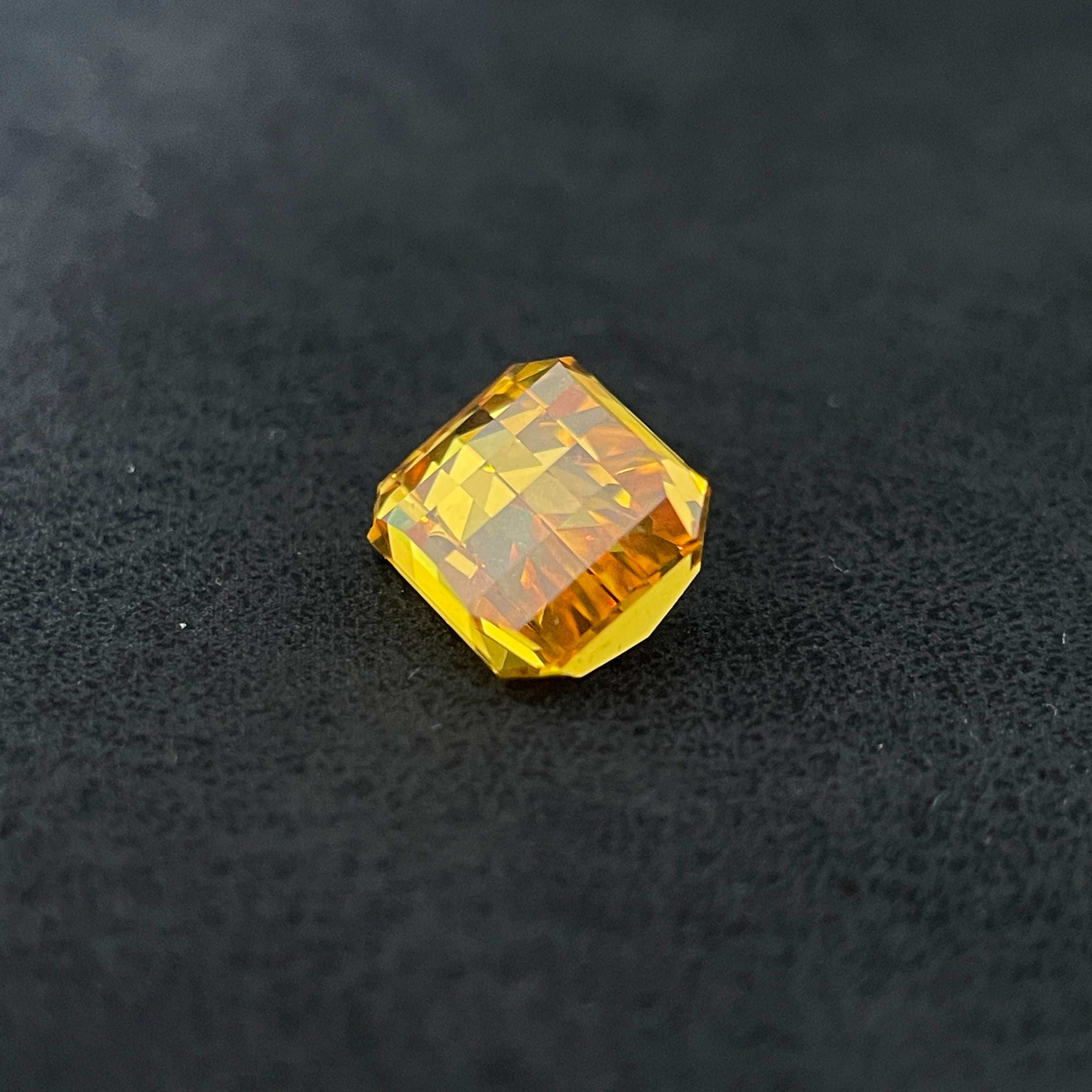 ~6.870ct Honey Yellow Sapphire | PIXEL Cut | 8 × 10 mm | Gemdrop® Verified