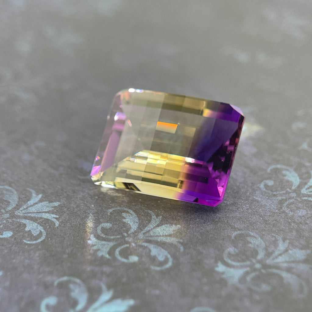 20.925ct Ametrine Purple (Amethyst) –Yellow (Citrine) | Pixel Cut | 15x20 mm | Gemdrop® Verified