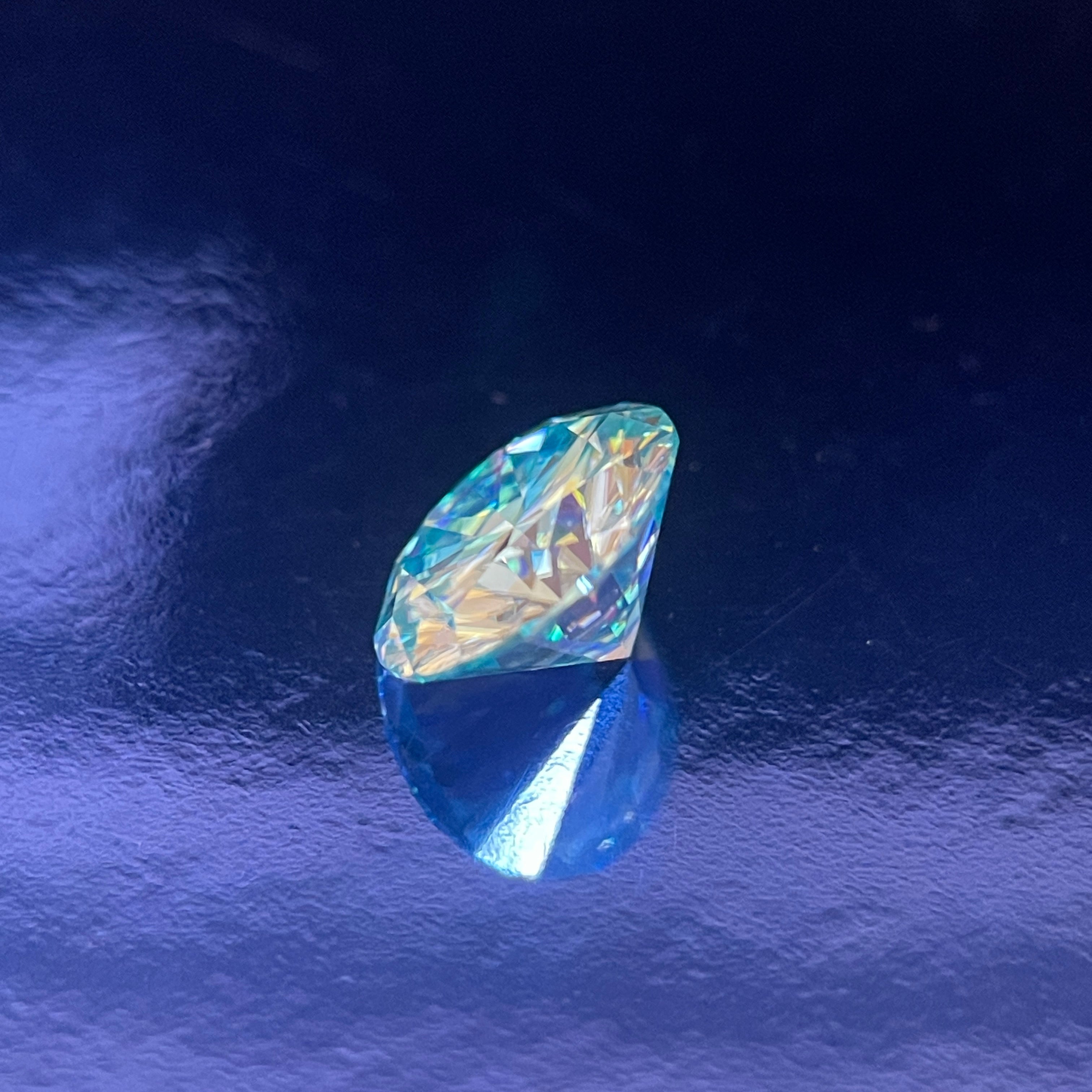 5 Carat Sea Blue Round Brilliant VVS1 Moissanite Space Diamond | 11 mm | + GRA Report & Warranty | Gemdrop® Verified