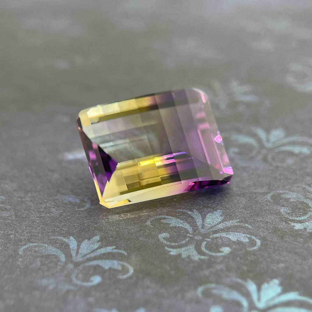 20.925ct Ametrine Purple (Amethyst) –Yellow (Citrine) | Pixel Cut | 15x20 mm | Gemdrop® Verified