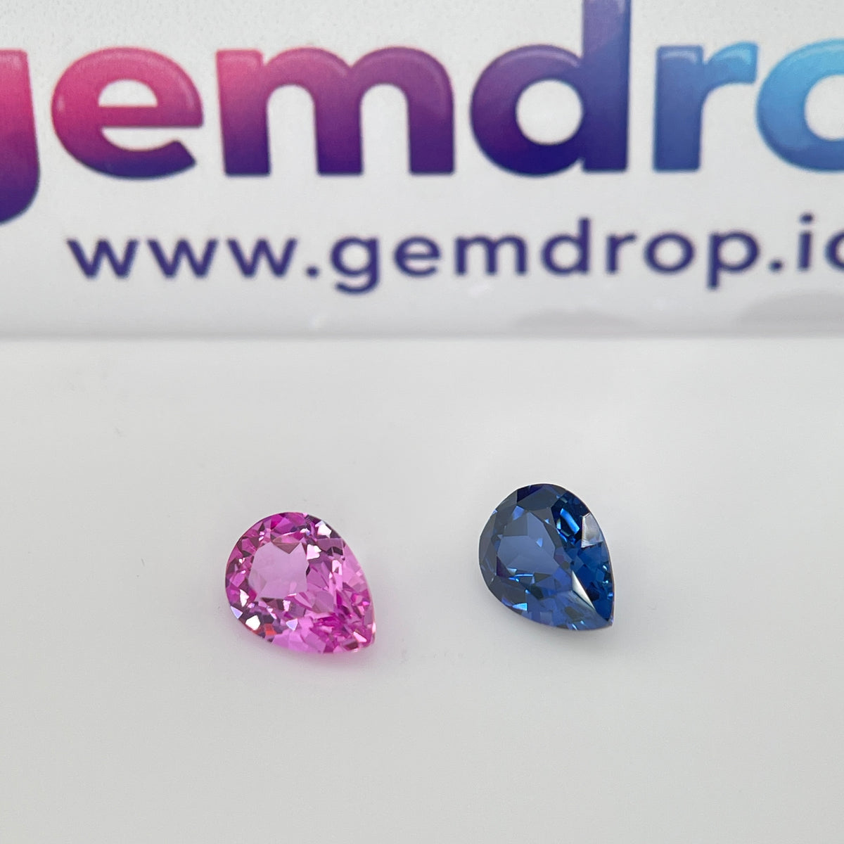 ~1.3 ct Blue & Pink Sapphire | Drop Cut | 6x8 mm | Gemdrop® Verified