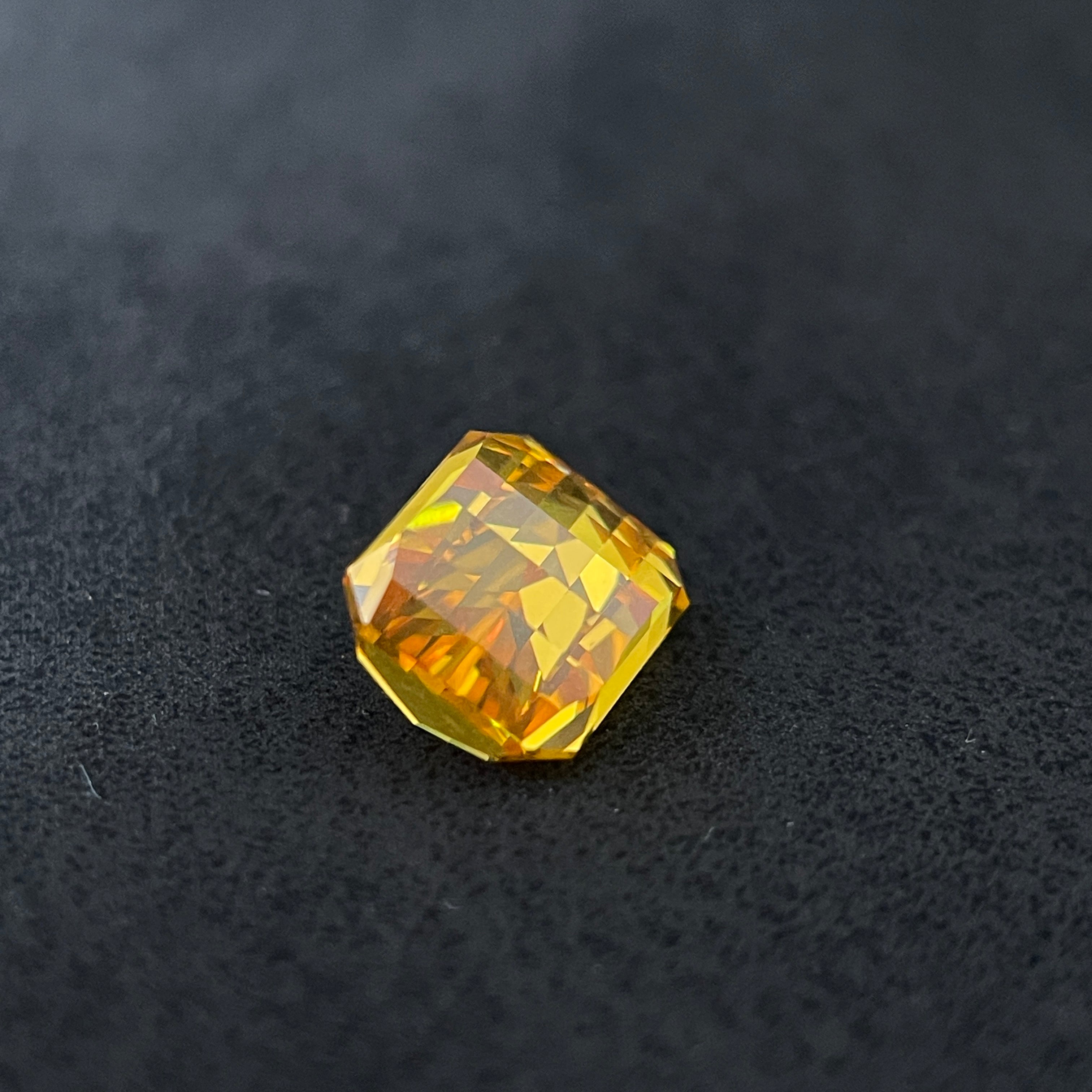 ~6.870ct Honey Yellow Sapphire | PIXEL Cut | 8 × 10 mm | Gemdrop® Verified