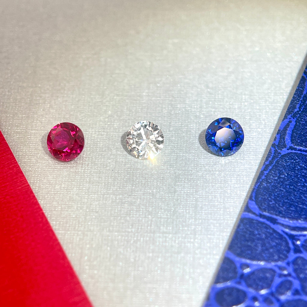 5 mm Sapphire & Ruby | Round Brilliant Cut | ~0.6 ct | Ruby Red, Royal Blue & Ice White | Gemdrop® Verified