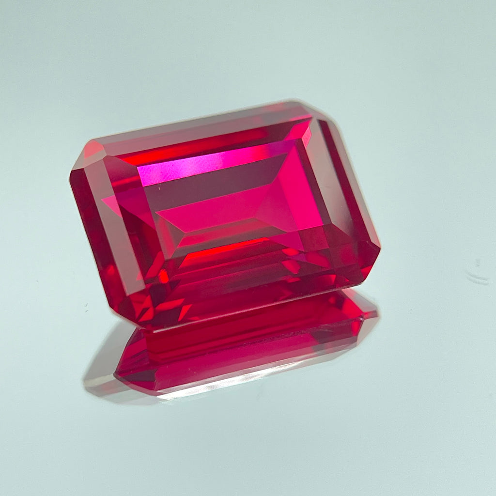 ~30ct Pigeon Blood Ruby | Emerald Cut | 1.5 × 2 cm | Gemdrop® Verified