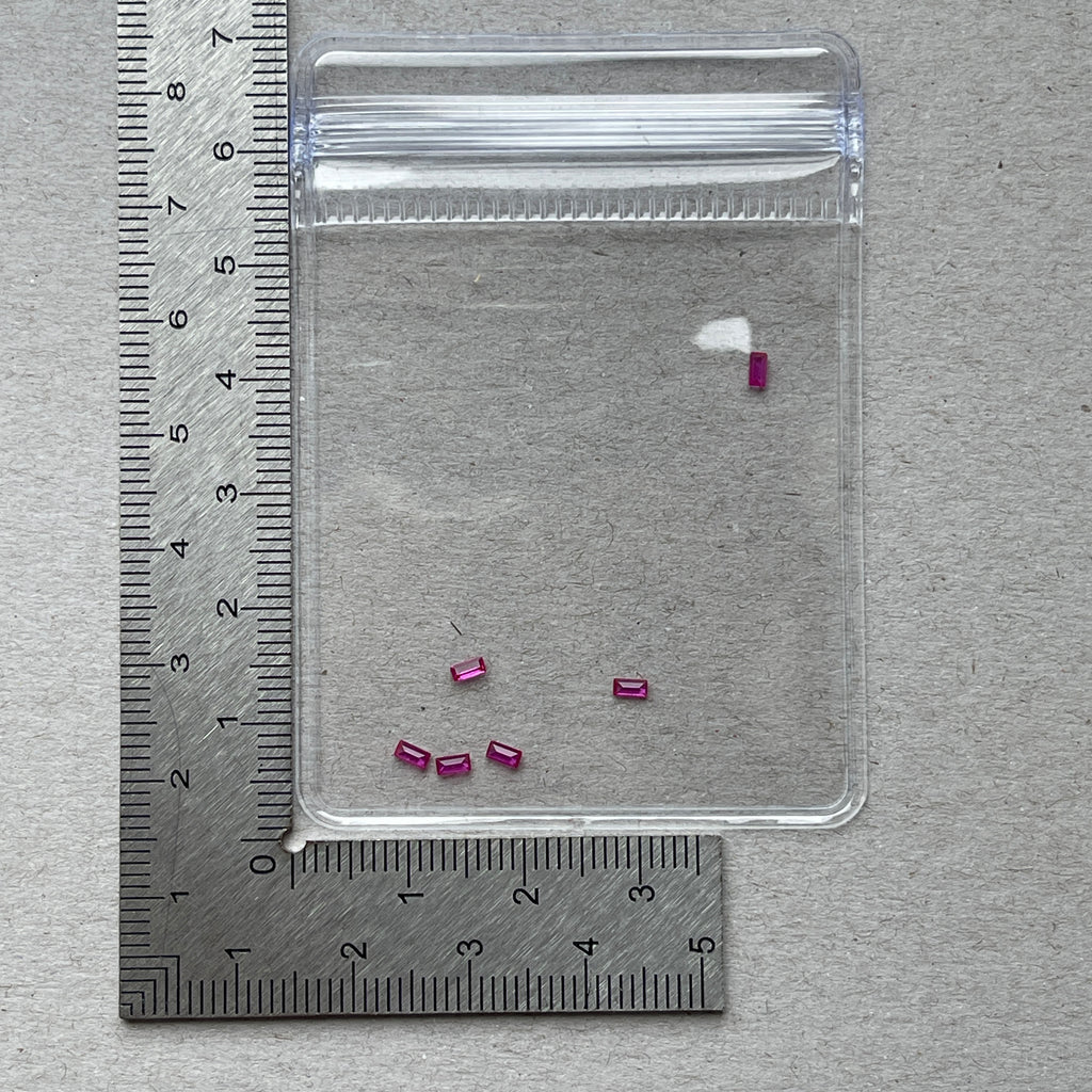 Cerise (Pink/Red) Baguettes | Rectangle | 1.5 x 3 mm | Gemdrop® Verified