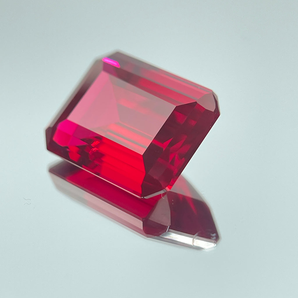 ~30ct Pigeon Blood Ruby | Emerald Cut | 1.5 × 2 cm | Gemdrop® Verified