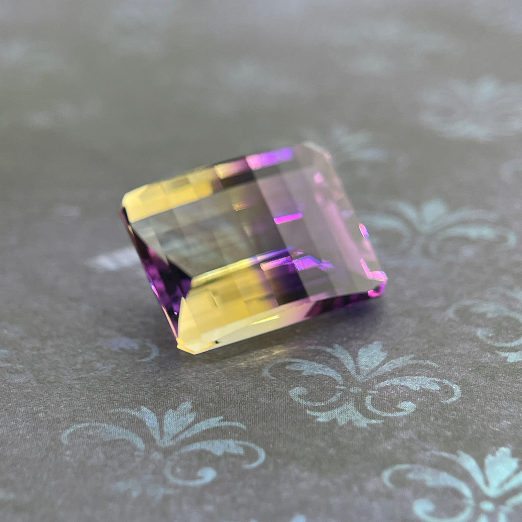 20.925ct Ametrine Purple (Amethyst) –Yellow (Citrine) | Pixel Cut | 15x20 mm | Gemdrop® Verified