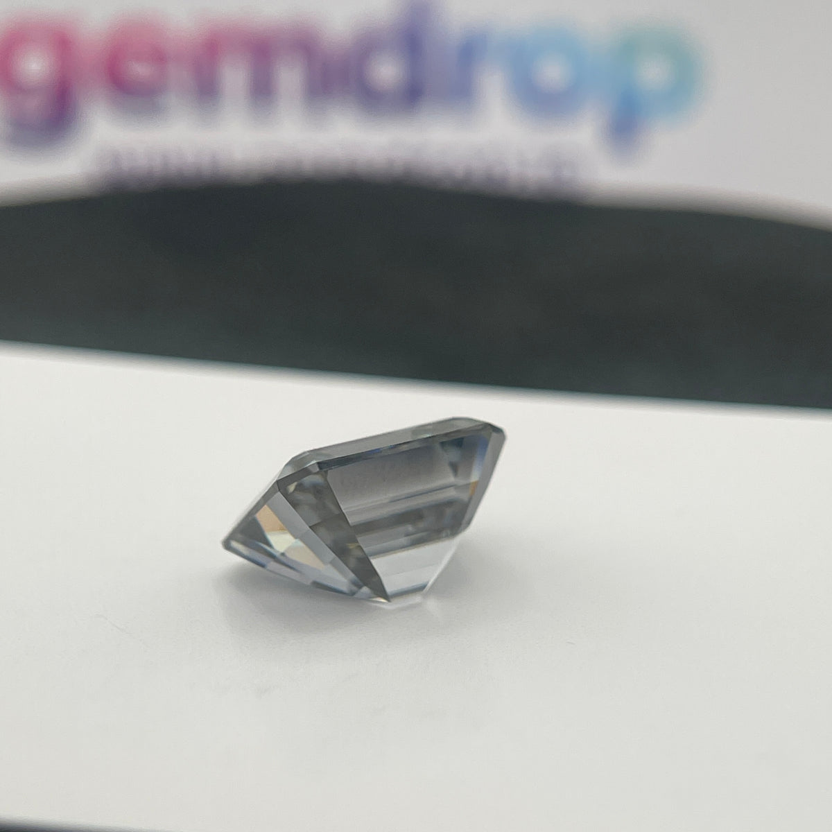 11 Carat Emerald Cut VVS1 Hebridean Grey Moissanite Space Diamond | 12 x 14 mm | Gemdrop® Verified