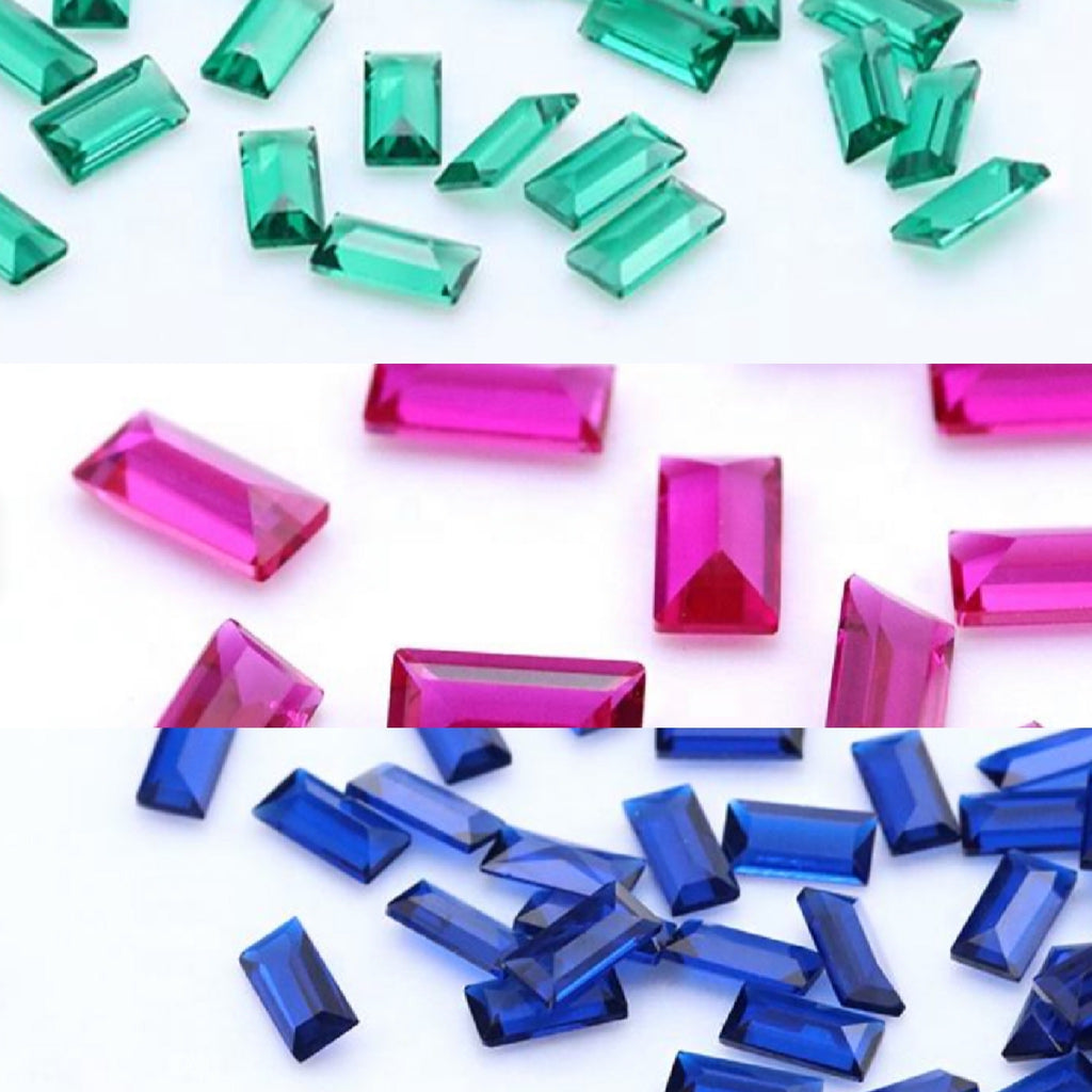 Baguette Cut | Cerise Ruby & Sapphire Blue and Emerald Green Nano | Various Sizes | Gemdrop® Verified