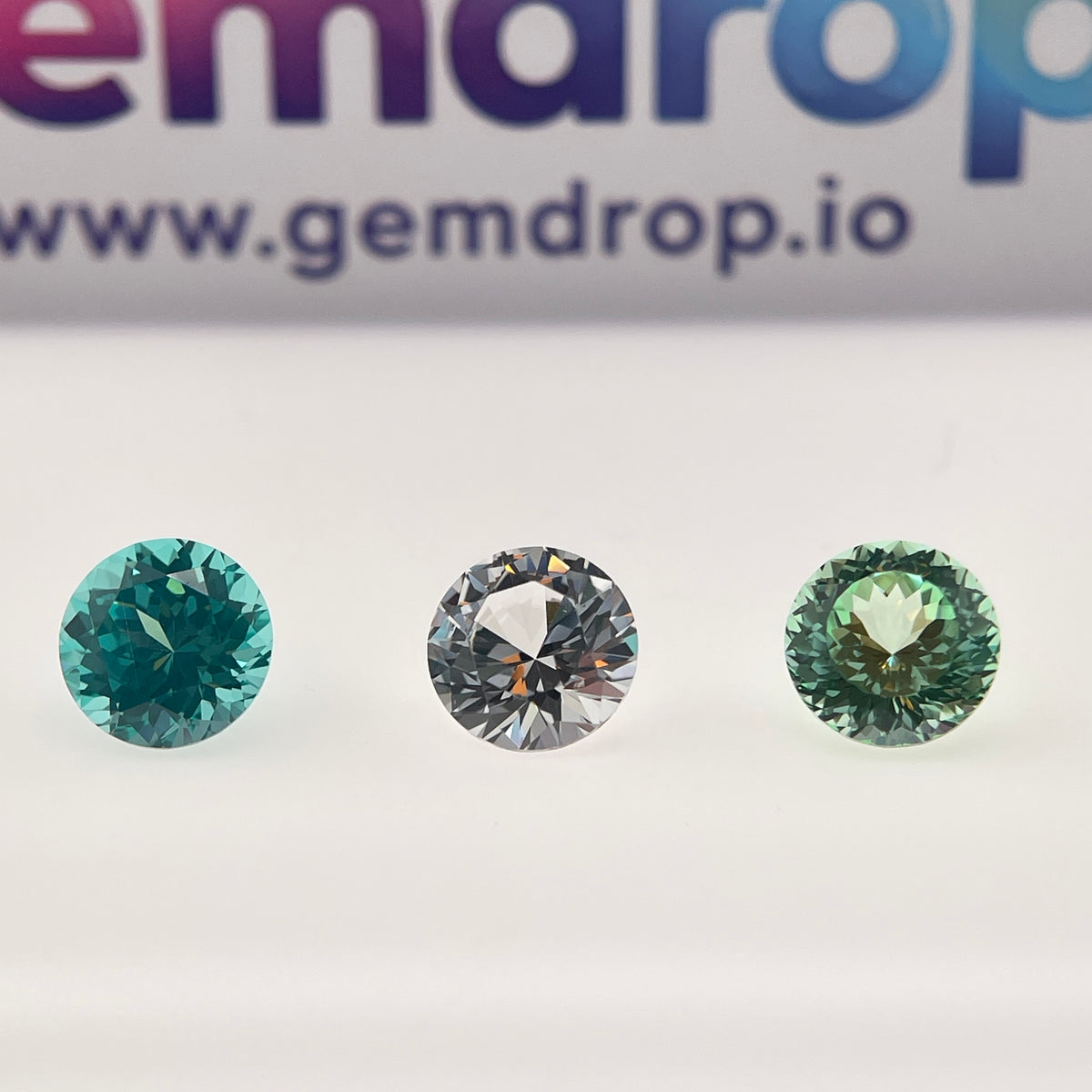 8 mm Sapphire & Yttrium Aluminium Garnet | Round Cut | ~2 ct | Ice, Mint & Paraiba | Gemdrop® Verified