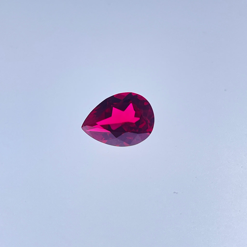 ~11ct Pigeon Blood Red Ruby | Drop Pear Cut | 12 × 16 mm | Gemdrop® Verified