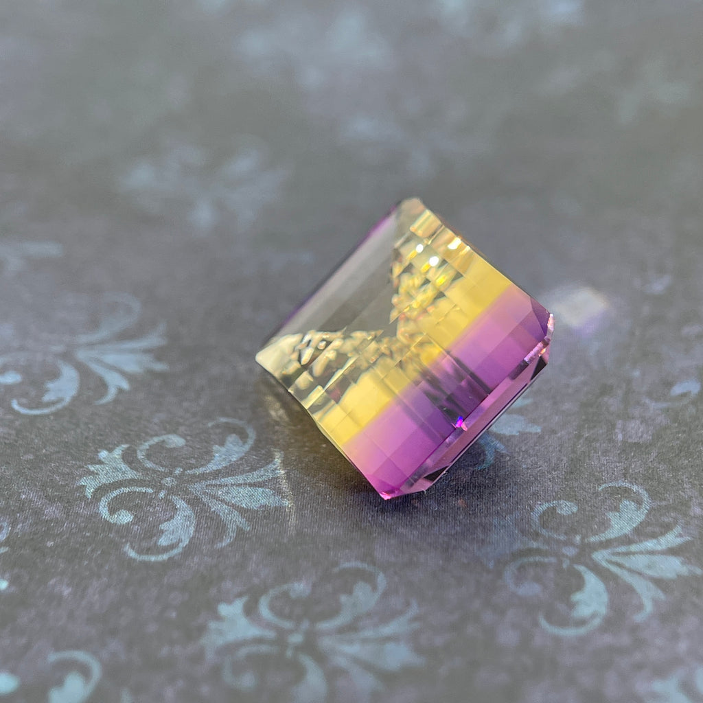 20.925ct Ametrine Purple (Amethyst) –Yellow (Citrine) | Pixel Cut | 15x20 mm | Gemdrop® Verified