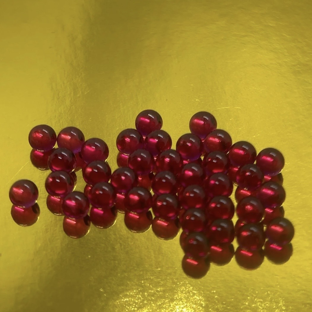 ~0.1 ct Pigeon Blood Red Ruby | Round Brilliant Cut & Orb/Sphere | 3 mm | Gemdrop® Verified