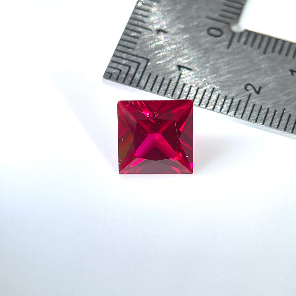 ~5.6ct Ruby | Princess Cut | 10 × 10 mm | Gemdrop® Verified