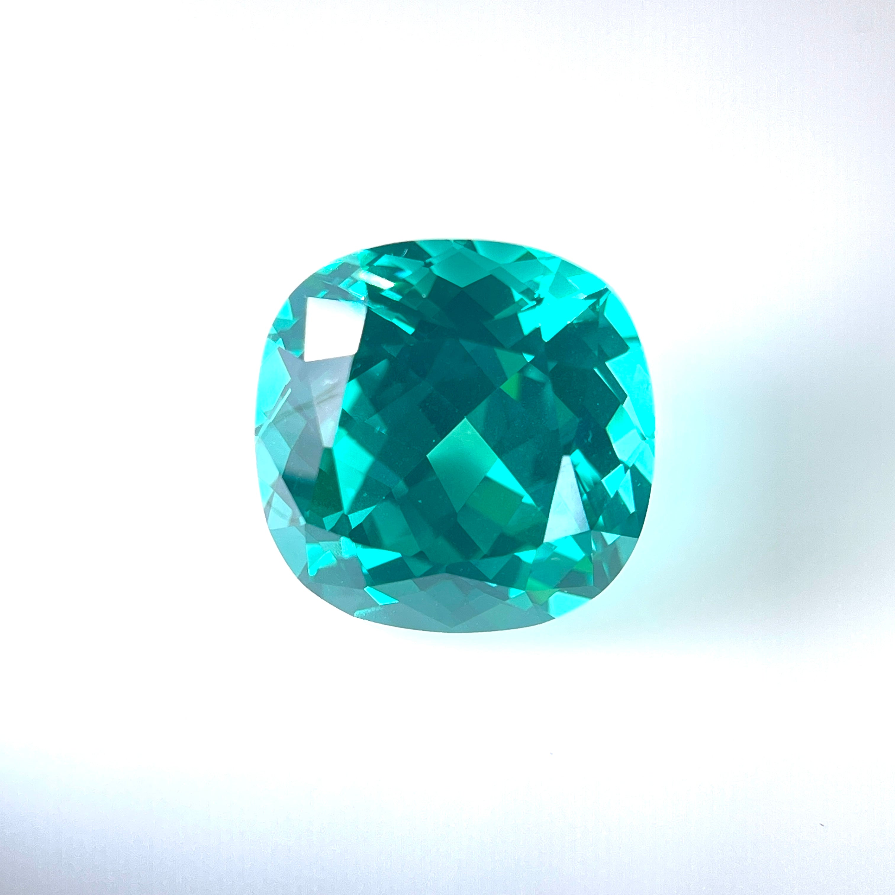 ~21ct Paraiba Sapphire | Cushion Cut | 15 × 15 mm | Gemdrop® Verified