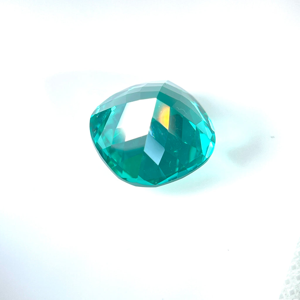Saphir Paraïba ~21 ct | Taille coussin | 15 × 15 mm | Vérifié Gemdrop®