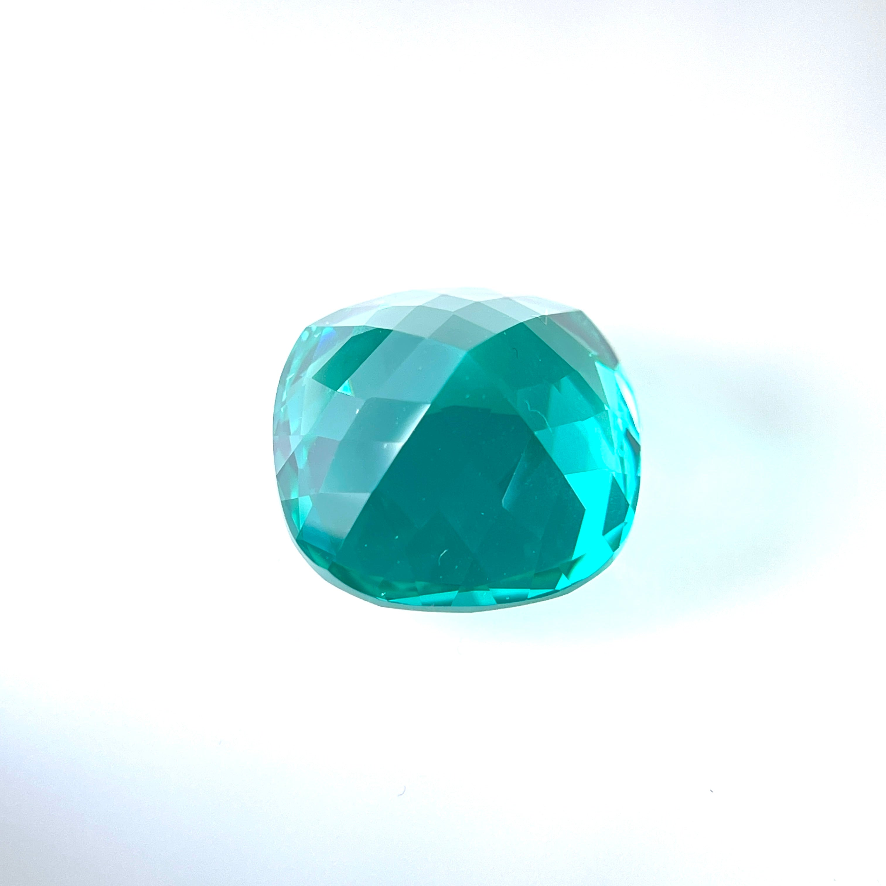 ~21ct Paraiba Sapphire | Cushion Cut | 15 × 15 mm | Gemdrop® Verified